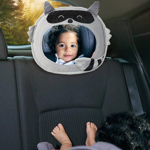 Diono Easy View Racoon Character Baby Car Mirror, Safety Car Seat Mirror for Rear Facing Infant, Fully Adjustable,