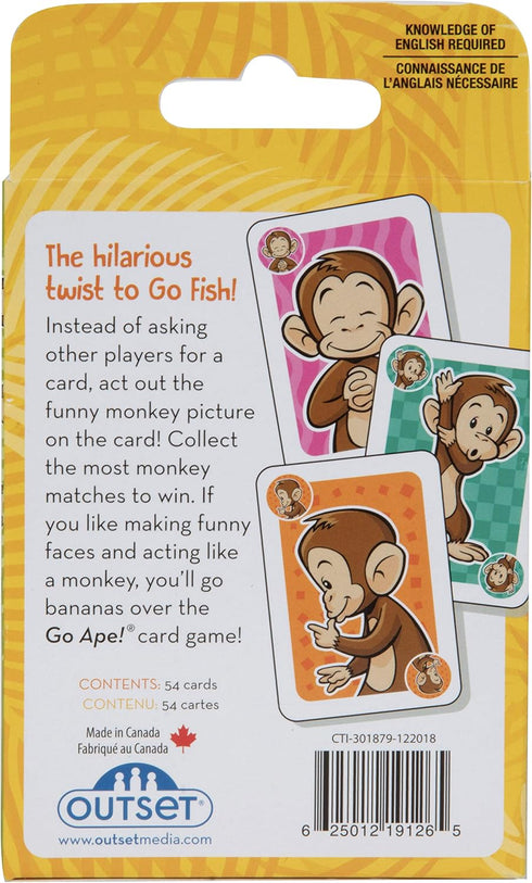 Go Ape! Travel Card Game for Kids - Twist on Go Fish, Act Out Monkey Picture on Card, Ages 4 and Up