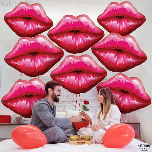 KatchOn Red Lip Balloons - 30 Inch, Pack of 8 | Kiss & Lips Balloons for Bachelorette & Anniversary Decorations