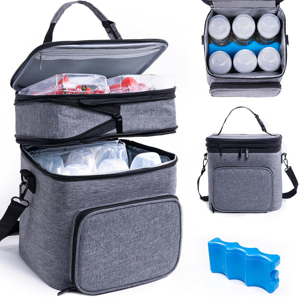 SFYBYHEART Breastmilk Storage Bag with Ice Pack for 6 Baby Bottles -