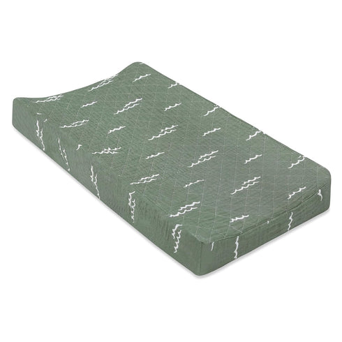 Babyletto Changing Pad Cover, 100% Quilted Organic Cotton, GOTS-Certified, Ultra-Soft Muslin - Ocean Waves, Fitted 360°