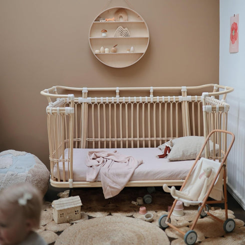 2-Pack 192 Count 28"x 52" mushie Extra Soft Muslin Fitted Crib Sheet | Thread | (Blush/Fog)