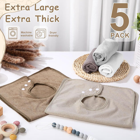 0-4 Hercicy Full Coverage Pullover Toddler Baby Bibs Terry Cloth Bibs with Snap Button for Years Unisex Feeding