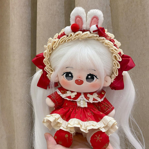 Plush Doll Clothing Set for 20cm Anime Character, Adorable Costumes for Plush Toys Gift for Girls (Red Clothes)