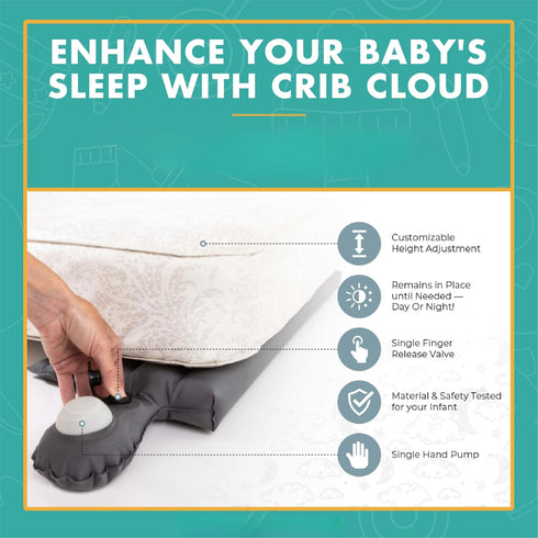 Inflatable Wedge Pillow for Colic Baby Relief Fully Adjustable Infant Sleeping Wedge to Help with Acid Reflux, GERD