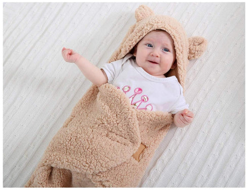 XMWEALTHY Cute Newborn Baby Boys Girls Plush Swaddle Blankets - Brown Color
