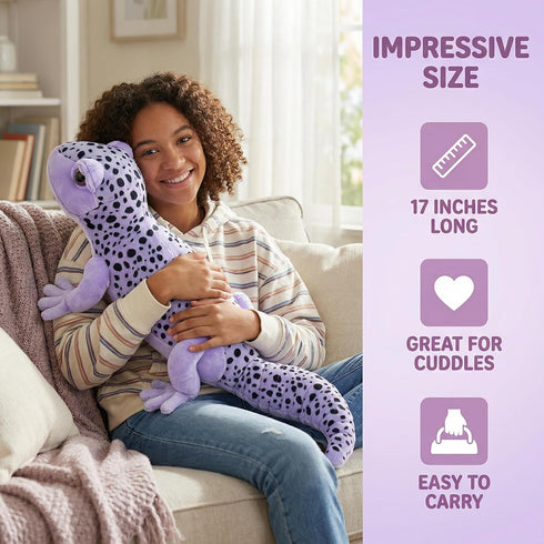 Frankiezhou Home 17inch Purple Leopard Geckos Plush - Lifelike Leopard Geckos Lizard Stuffed Animal, Simulation Geckos