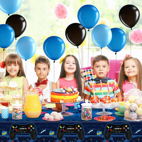 Video Game Birthday Party Decorations Set, Includes Backdrop, Table Covers, Balloons, and Foil Gamer Balloons
