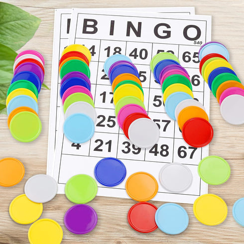 500 Pieces Plastic Poker Chips, Bulk Poker Card Game Chips, Counting Discs Markers for Learning Math, 37mm/10 Colors