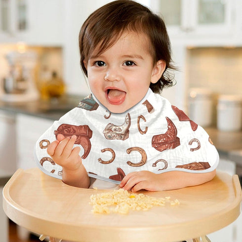Mazeann 2 Pack Western Cowboy Boots Cute Burp Cloths Baby Boys Girls Absorbent Soft Cotton Burping Cloths Rags