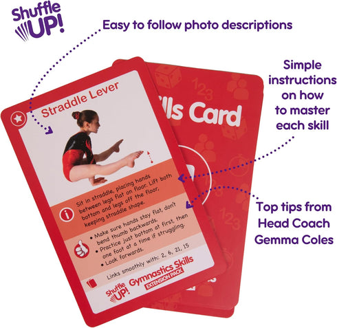 Pack 22 Shuffle Up Gymnastics Games Skills - Family Games with New Fun & Active Skills Cards for Kids, Gymnastics