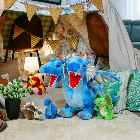 5 Set, Mommy 4 20 inch, Tezituor Double Headed Dragon Stuffed Animal with Wings, PCs Stuffed Dinosaur Plush Toys Dragon