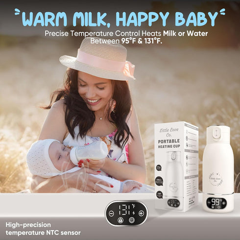 Little Love Co. 17 oz Portable Baby Bottle Warmer for Travel - Big Capacity - Milk & Water Warmer, Ideal for Breastmilk