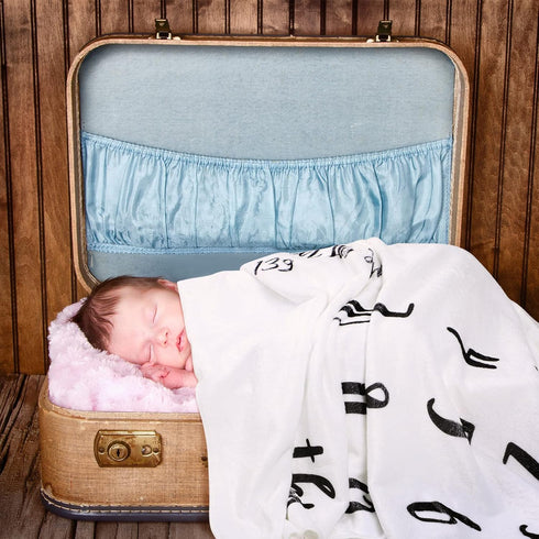 Baby Monthly Milestone Blanket for Boy Girl, 50" x 40" Soft Flannel with Growth Chart Felt Frame, Gender Neutral