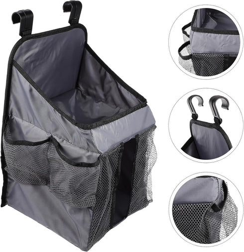 HOODANCOS Crib Storage Bag and Diaper Organizer for Nursery, Hanging Storage Pouch with Multiple Compartments, Foldable