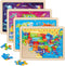 SYNARRY Large US World Earth Solar System Wooden Puzzles for Kids Gift Box(12.2*9.4 in) - FSC Certified, Puzzles for
