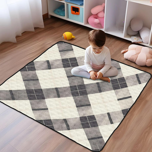 EtherSpher 1-Piecing foldablummy 50'' 50''con Black Beige Plaids Large Stylish Thick Play mat for Baby for Floor Time