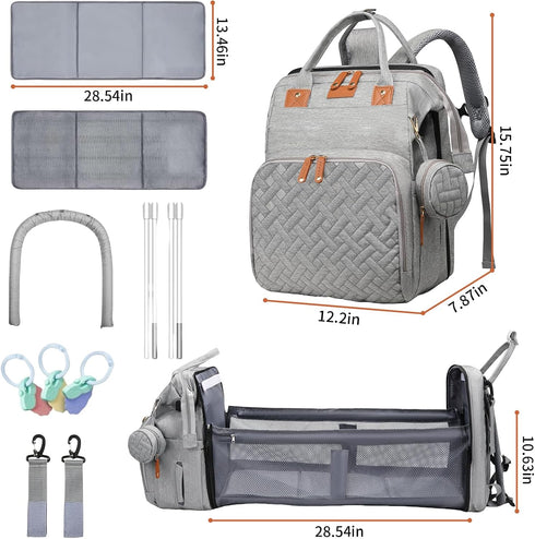 LHDYMXYN Backpack Baby Diaper Bags with Changing Station, Multifunctional Diaper Bag for Moms Dads with USB Charging