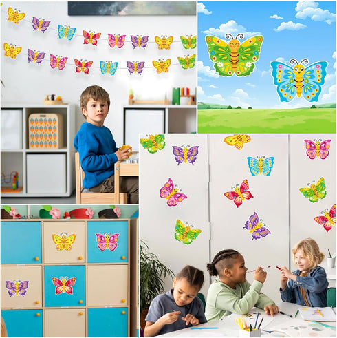 Hedeey 36 Packs Set, 36) Spring Butterflies Craft Kits for Kids,Make Your Own Butterfly Paper Craft Spring DIY Art