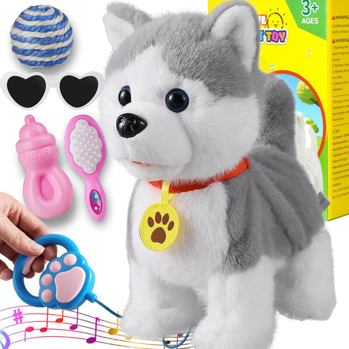 Marsjoy Husky Walking Barking Dog for Kids Interactive Musical Puppy Robot Repeats What