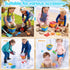 LullaBlock Set 20 3-10 Beach Toys for Kids, Sand Toys with Collapsible Sand Bucket, Shovel, Marine Life & Vehicles