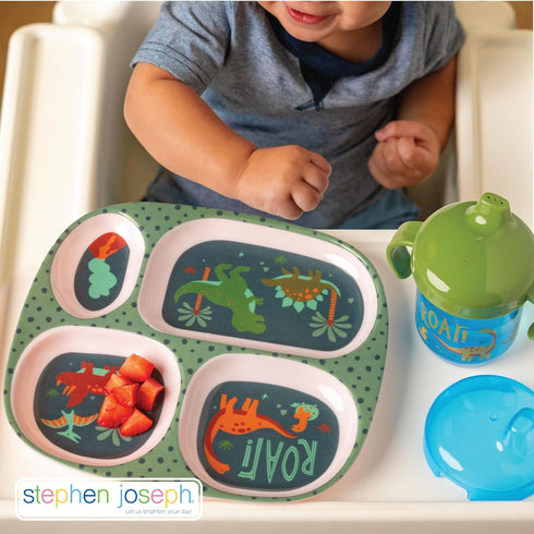 Set Stephen Joseph, Melamine Dinner Plate for Kids, Toddler Plastic Mealtime Divided Plates, Dinnerware Dishes