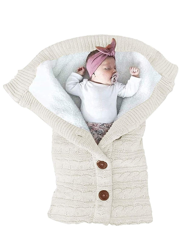 XMWEALTHY Unisex Infant Swaddle Blankets Soft Thick Fleece Knit Baby Girls Boys