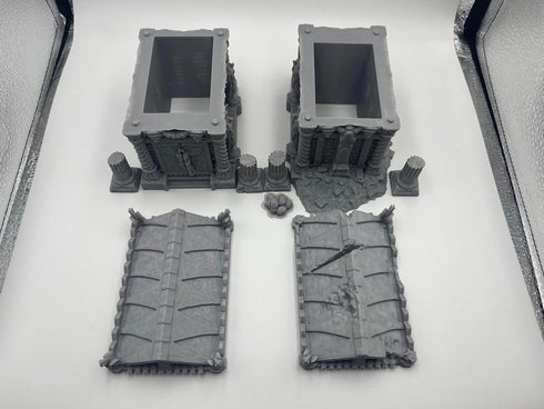 Hautico Church Houses and Ruins Scene - Architecture Terrain Scenery for 18-28mm Miniatures