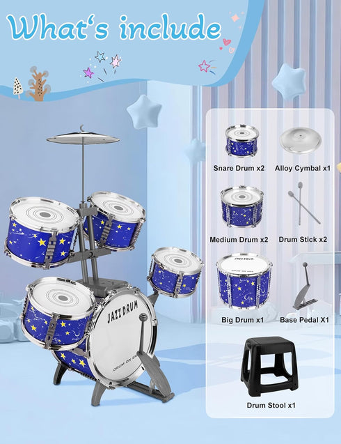 Set 4 5 6 Upgraded Kids Drum for Toddlers Plastic Musical Jazz Drum Instruments Kit Birthday Musical Learning Toys