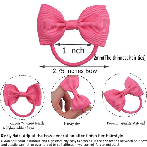 CÉLLOT Toddler Hair Accessories - 40pcs 2.75" Elastics Rubber Ribbon Bands, Bows for Baby Girls