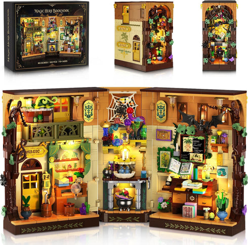 INSOON Magic Herb Book Nook Building Set with Light, DIY Booknook Building