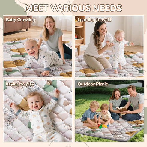 47x47IN Tummy 6-12 Baby Play Mat - Time Mat for Babies Months - Non-Slip Safe Crawling Mat for Indoor & Outdoor - Soft