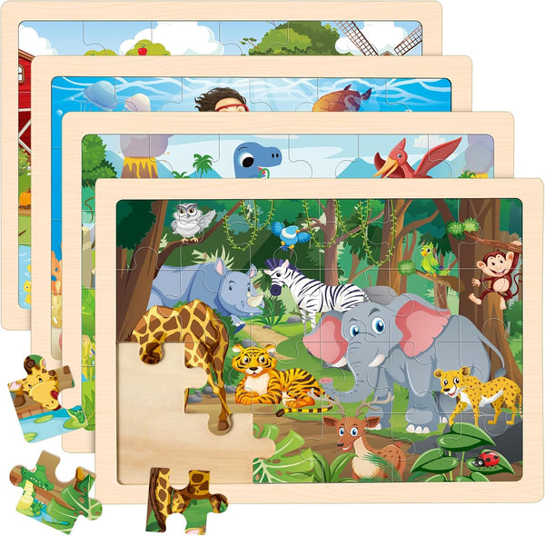 Wooden Animals Puzzles for Kids Age 3 4 5 Year Old, 4