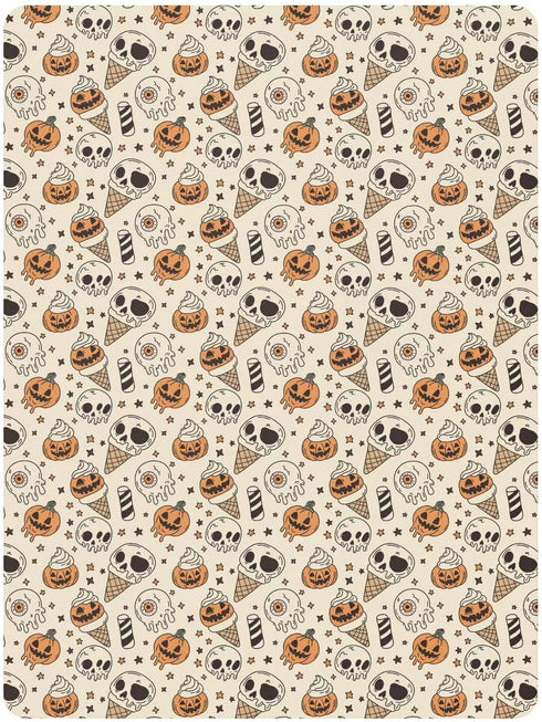 Jynexis 52x28 Halloween Pumpkin Ice Cream Print Baby Crib Sheets, Cotton Fitted Crib Sheet, Soft Breathable, Fits