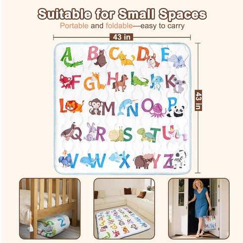 43x43 Baby Play Mat, Mat with Super Soft Touch, Activity Mat with Upgraded Anti-Slip Bottom, Machine Washable Crawling