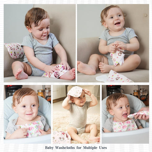 34 Pack Set: 4 (30" 30") 30 Omilion Baby Receiving Blanket Flannel Cotton Blankets x & Infant Washcloths - Mixed