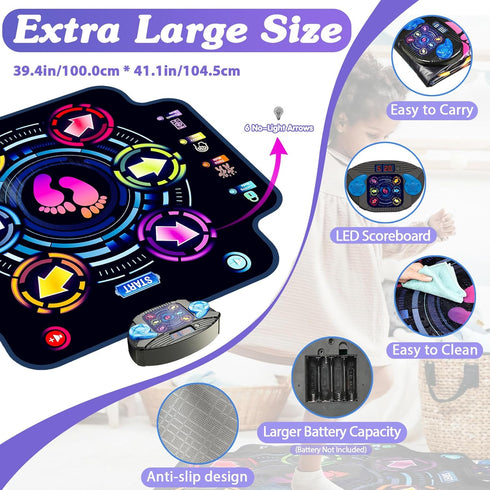 5 9 3 4 5 6 7 8 9 10+ KIZJORYA Dance Mat, Kids Electronic Dance Pad with Speeds Levels, Music Toys Birthday & Xmas
