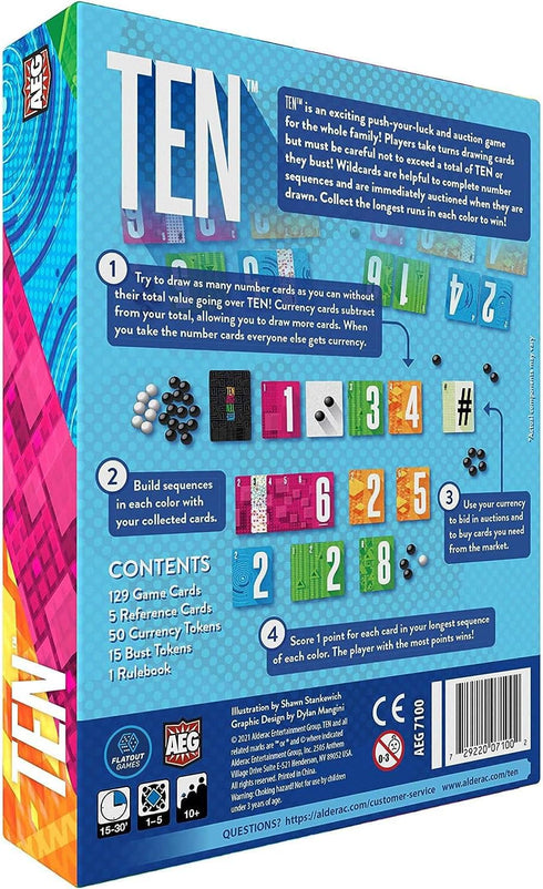AEG: Ten - Push Your Luck Card Game for The Whole Family, Easy to Learn, Quick to Play, Ages 10 and Up