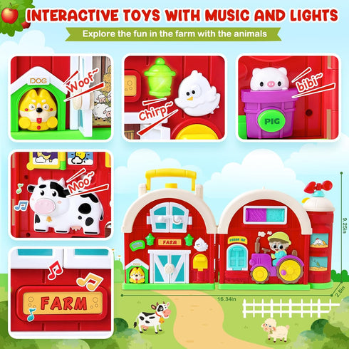 polokping 1 2 1-3, 12-18 1+ Montessori Farm Busy Board, Motor Skills Developmental Toys for Year Old Boy Girl Gifts