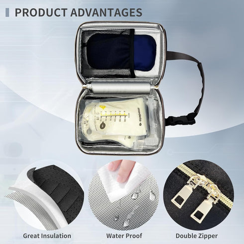 MELINON 2 Packs Waterproof Breastmilk Cooler Bag with large Ice - Insulated Travel Breastmilk Storage Cooler Bag