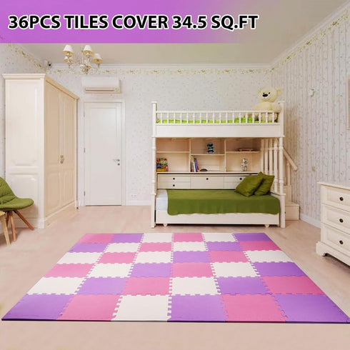 36 36 BalanceFrom Foam Floor Tiles for Kids - Non-Toxic Comfortable Baby Play Mat and Interlocking Foam Tiles