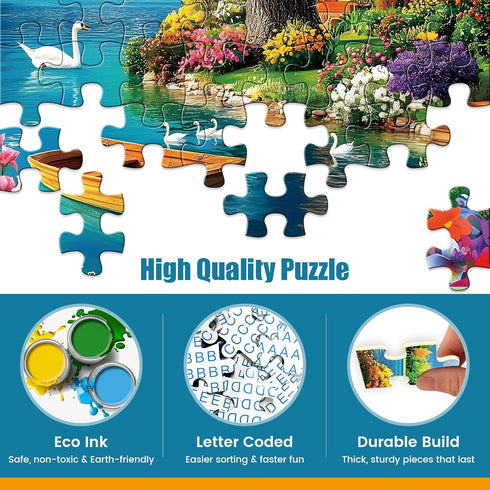 300 8-10 10-12,Challenging 20.5x15in Piece Puzzles for Adults,Vintage Lake House Jigsaw Puzzle for Adults Kids