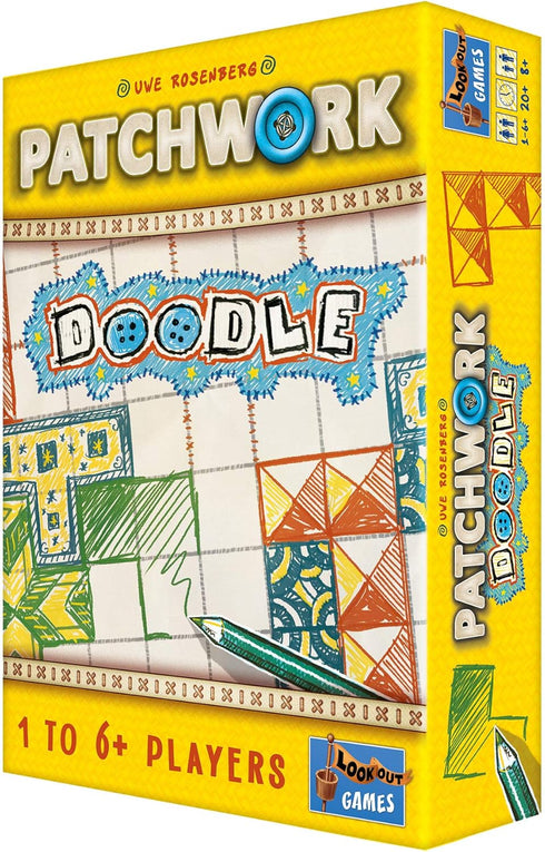 Games Patchwork Doodle Board Game - Strategy, Puzzle, and Drawing Game for Kids and Adults - Family Game for 1 to 6
