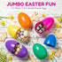 PNIOTAIN 12 6 Inch (Pure-12Pcs) Pcs Large Easter Eggs Fillable, Colorful Jumbo Plastic Empty Egg Stand Upright