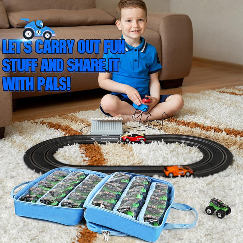 Craflakow 1:64 32 Toy Trucks Carry Case Compatible with Scale Monster Trucks, with Front Display Pocket-Holds Toy