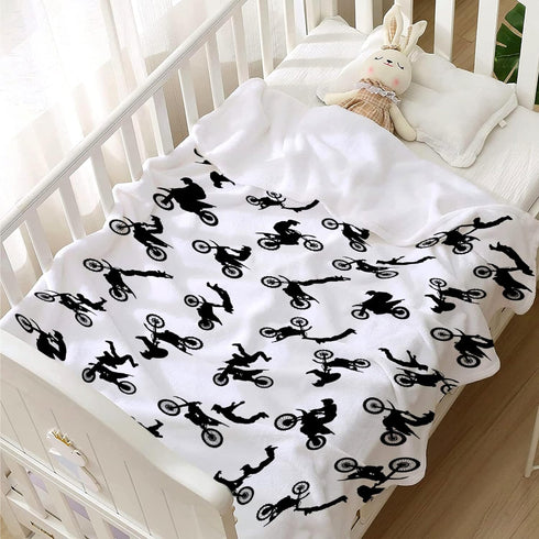 Dirt Bike Motocross Baby Blanket - Super Soft Swaddle for Newborn, Infant, Toddler - XS 30x40 in, Nursery Gift