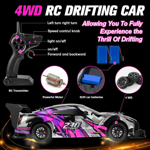 1:16 2.4GHz 4WD 40km/h RC Drift Car, Scale Drifting RC Cars, RC Race Car, High-Speed Remote Control Drift Car Vehicle