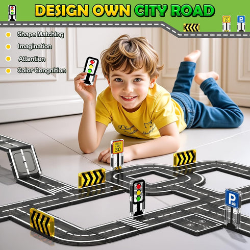 3-5 4-8, 3+ Magnetic Tiles Road Toddler Toys, Magnet Building Blocks for Kids Ages STEM Learning Construction Toys