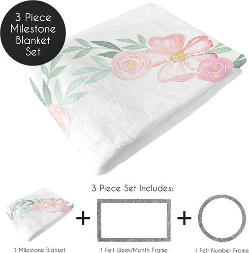 Sweet Jojo Designs Woodland Bunny Girl Milestone Blanket Monthly Newborn First Year Growth Mat Baby Shower Memory