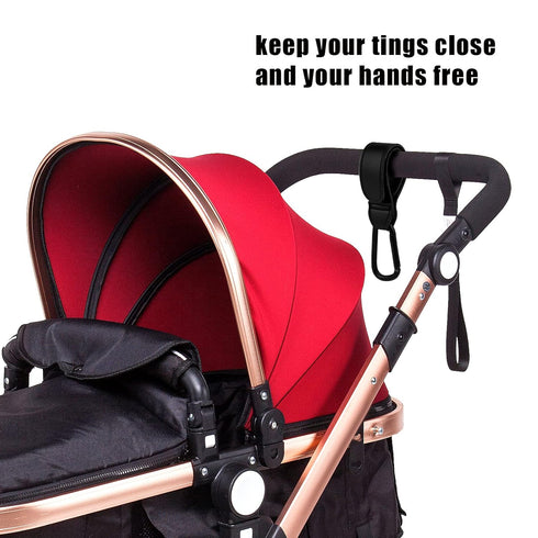 Stroller Hooks - 2pcs Heavy Duty Mommy Bag Hook for Hanging Shopping and Diaper Bags (Black)